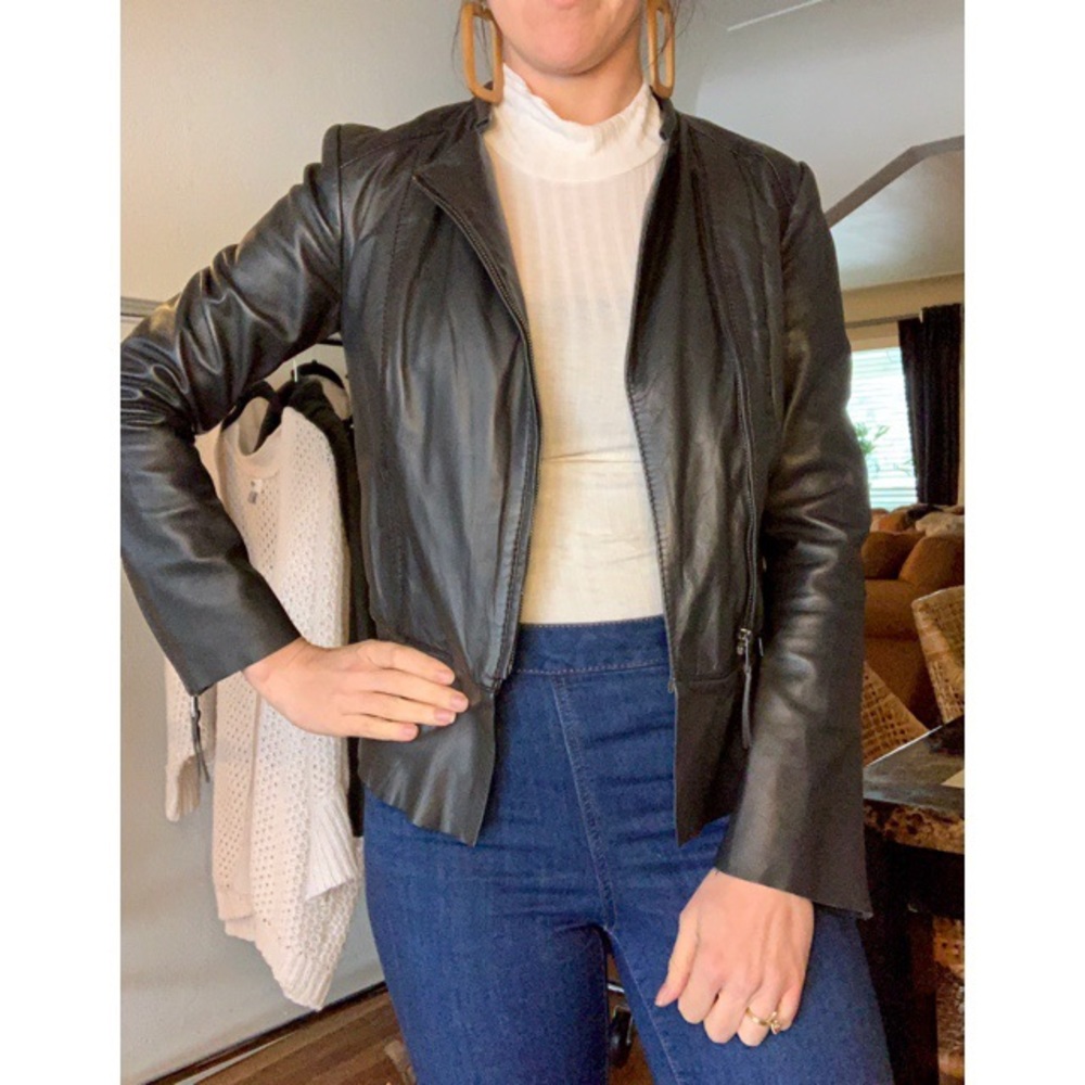 Zara Vegan Leather Trendy Black Moto Jacket